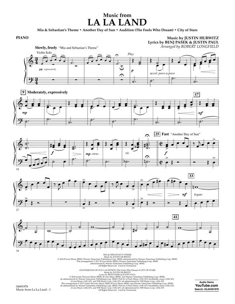 Free La La Land sheet music .